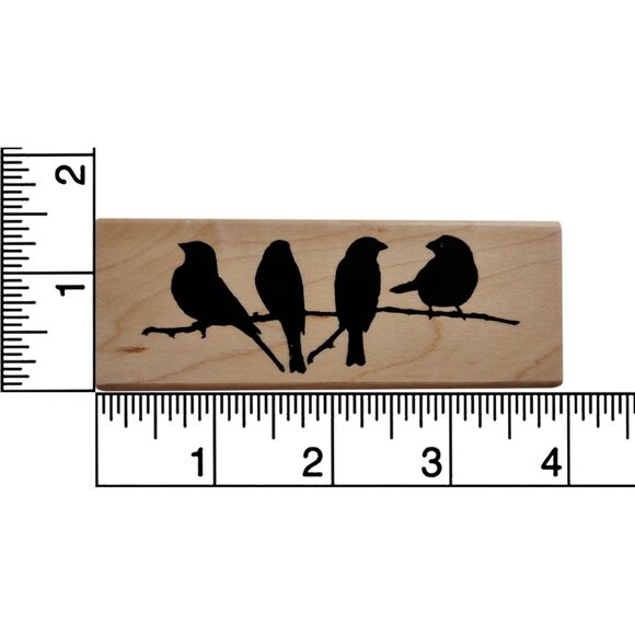 Birds On A Branch Silhouette Rubber Stamp By Inkadinkado - Picture 3 of 3